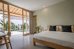 Villa, 2 Schlafzimmer, Poolblick | 2 Schlafzimmer, Bettwäsche aus ägyptischer Baumwolle