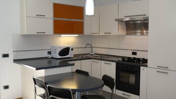 Fridge, microwave, oven, dishwasher