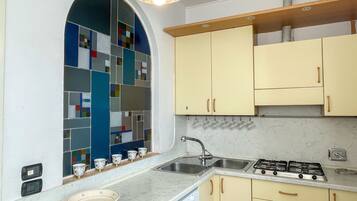 Fridge, microwave, oven, dishwasher