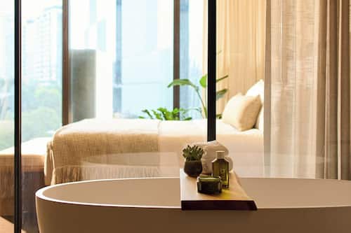 Finch Suite | Bathroom | Designer toiletries, hair dryer, bathrobes, slippers