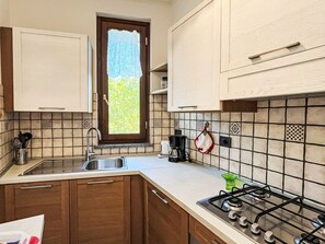 Fridge, oven, dishwasher, high chair