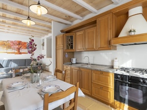Fridge, oven, toaster, high chair