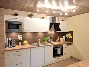 Fridge, microwave, oven, dishwasher