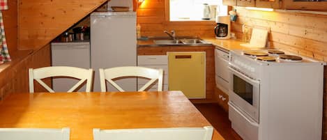 Fridge, oven, toaster, high chair