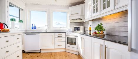 Fridge, microwave, oven, dishwasher