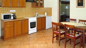 Fridge, microwave, oven, toaster