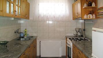 Fridge, microwave, oven, toaster