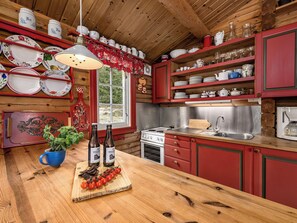 Fridge, oven, cookware/dishes/utensils