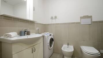 Dusche, Haartrockner, Bidet, Handtücher