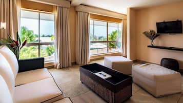 Loft | Living area | 55-inch LCD TV with cable channels, DVD player, MP3 dock