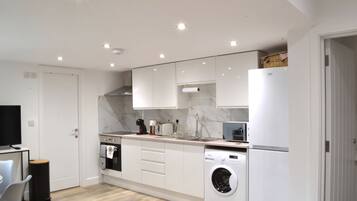 Fridge, microwave, oven, toaster