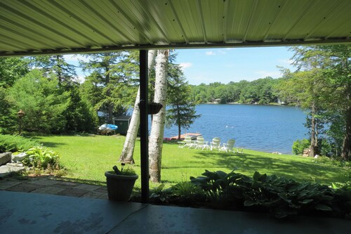 Beautiful lakeside 4 bedroom retreat with private dock and walkout basement