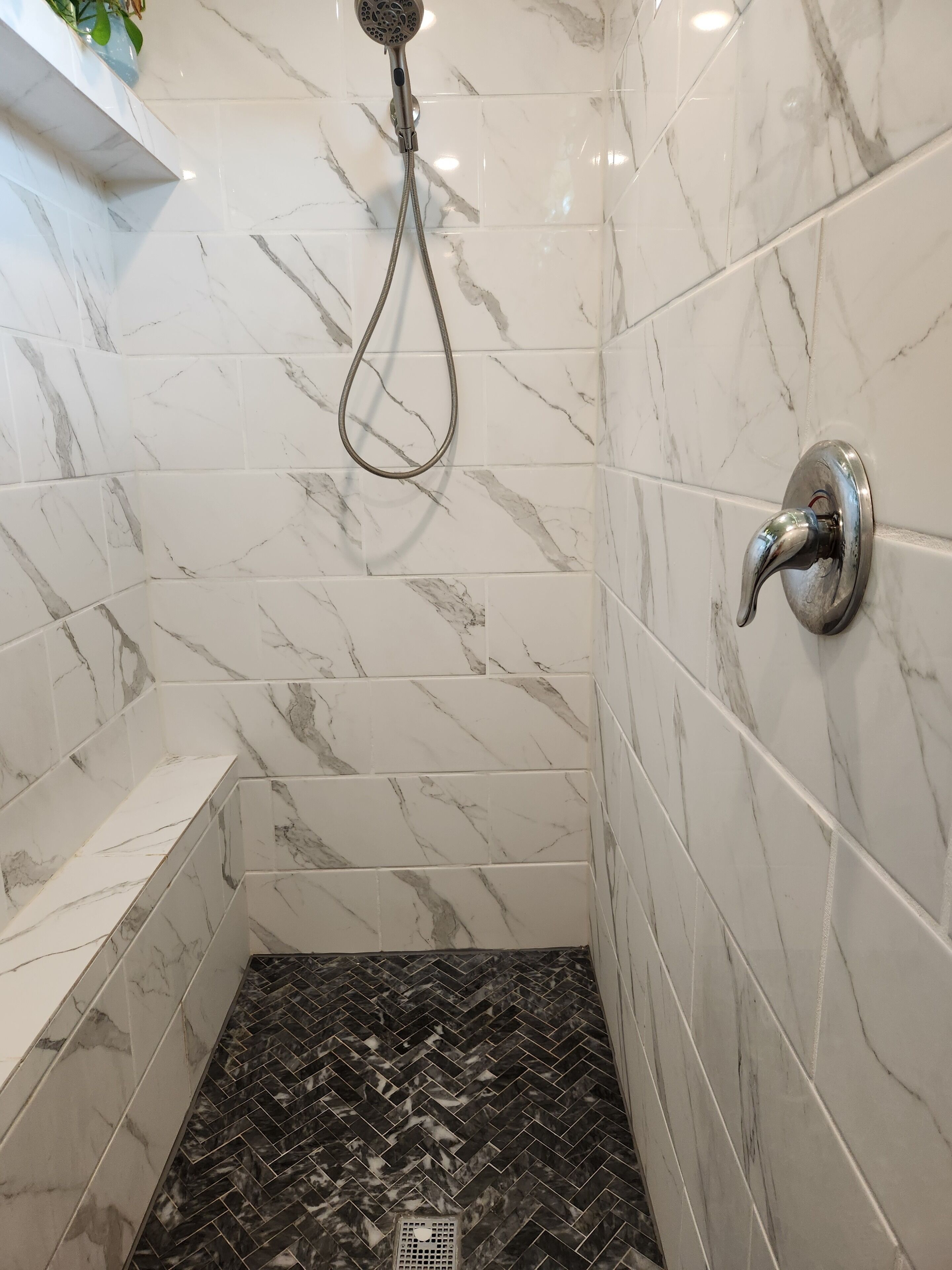Shower, towels, soap, toilet paper