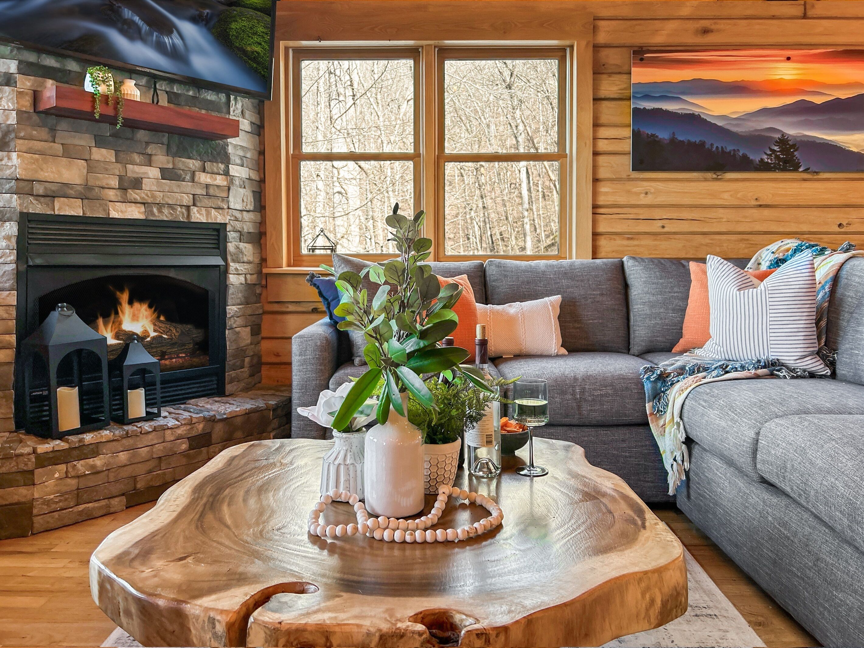 TV connectée, cheminée, table de tennis de table, chaîne hi-fi