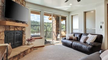Smart TV, fireplace, video games, foosball
