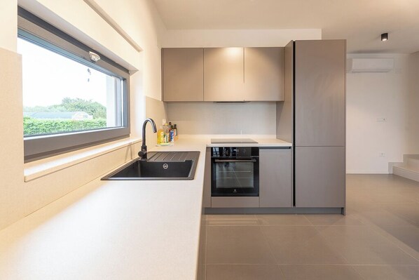Fridge, oven, stovetop, dishwasher