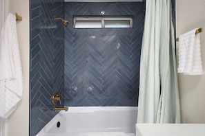 Hair dryer, bidet, towels, soap