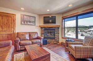 TV, lareira, DVD player, escritórios