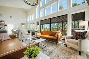 Smart TV, lareira, videogames, biblioteca musical