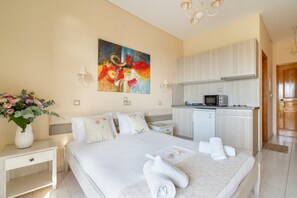 Iron/ironing board, free WiFi, bed sheets - Studio Apartment 'Nontas Home 23' with Sea View, Wi-Fi and Air Conditioning (Kalamitsi)