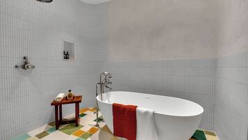 Shower, eco-friendly toiletries, hair dryer, towels