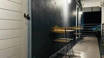 Shower, towels, soap, shampoo