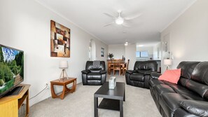 Living area - Surf Side Apartment 11 - Beachfront Bliss with Ocean Views, Comfy Lounge, and Easy Access (Kingscliff)