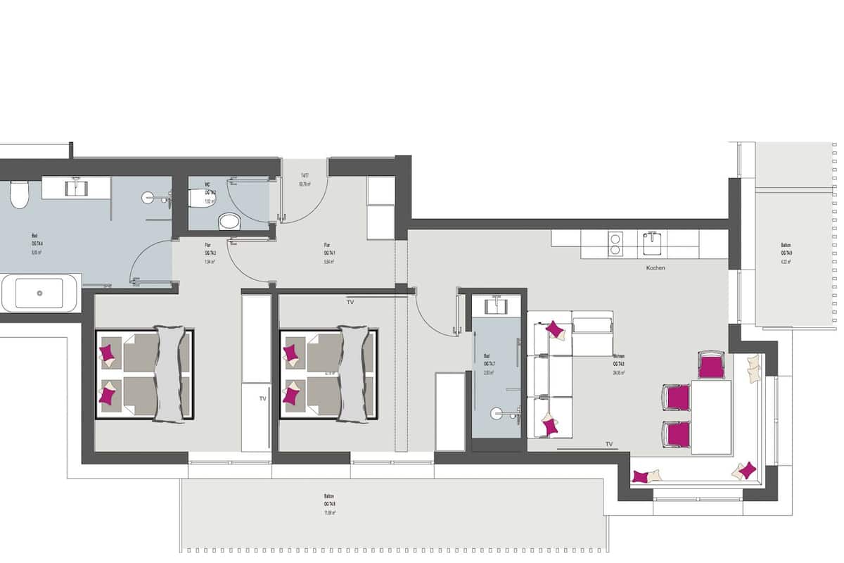 Apartment, Balcony, Mountain View, 2 Bedrooms