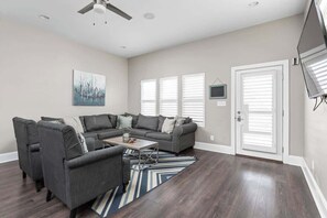 TV, foosball, offices