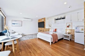 1 bedroom, iron/ironing board, travel crib, internet