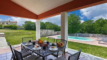 Family House, Multiple Bedrooms, 2 Bathrooms (Pool House In Greenery) | Outdoor dining