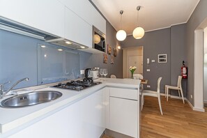 Fridge, microwave, dishwasher, electric kettle