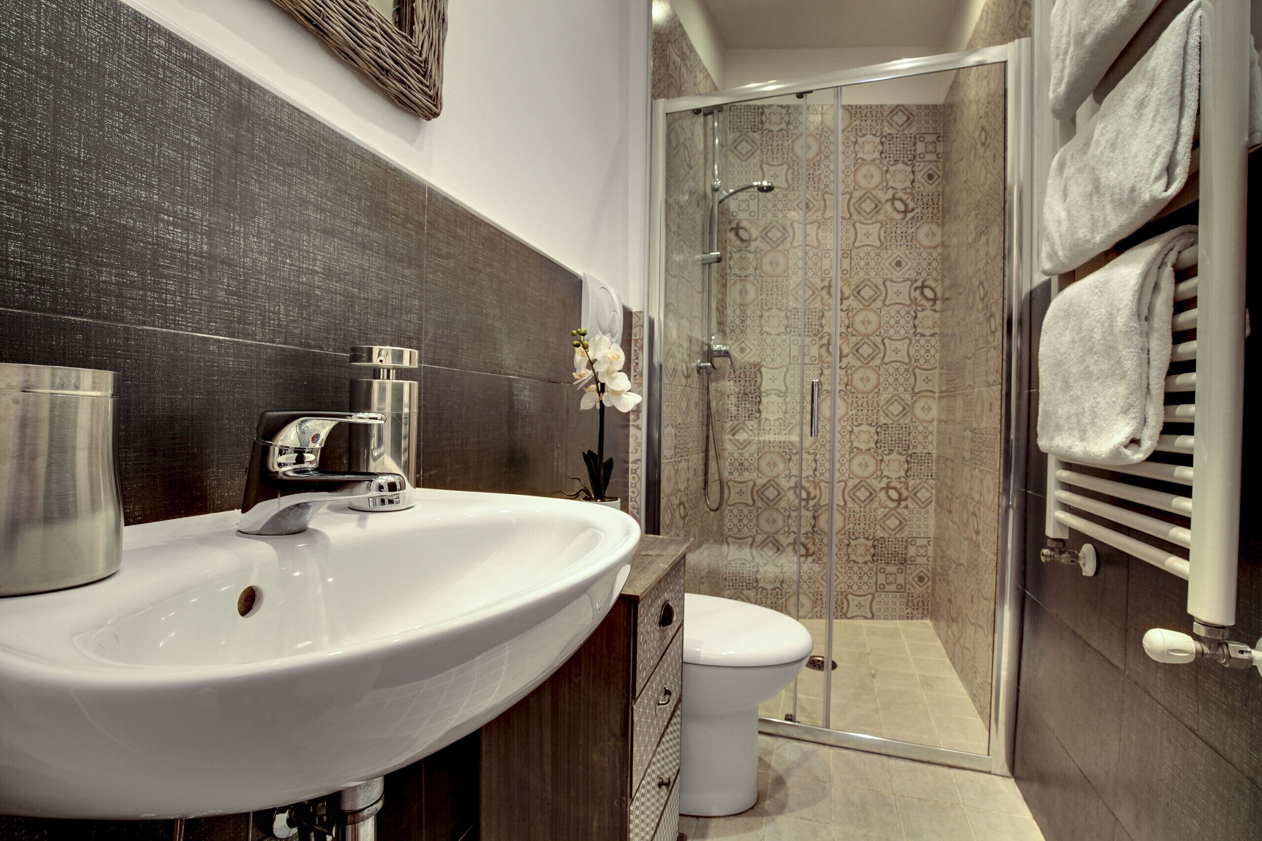 Regadera, secadora de cabello, bidet, toallas 