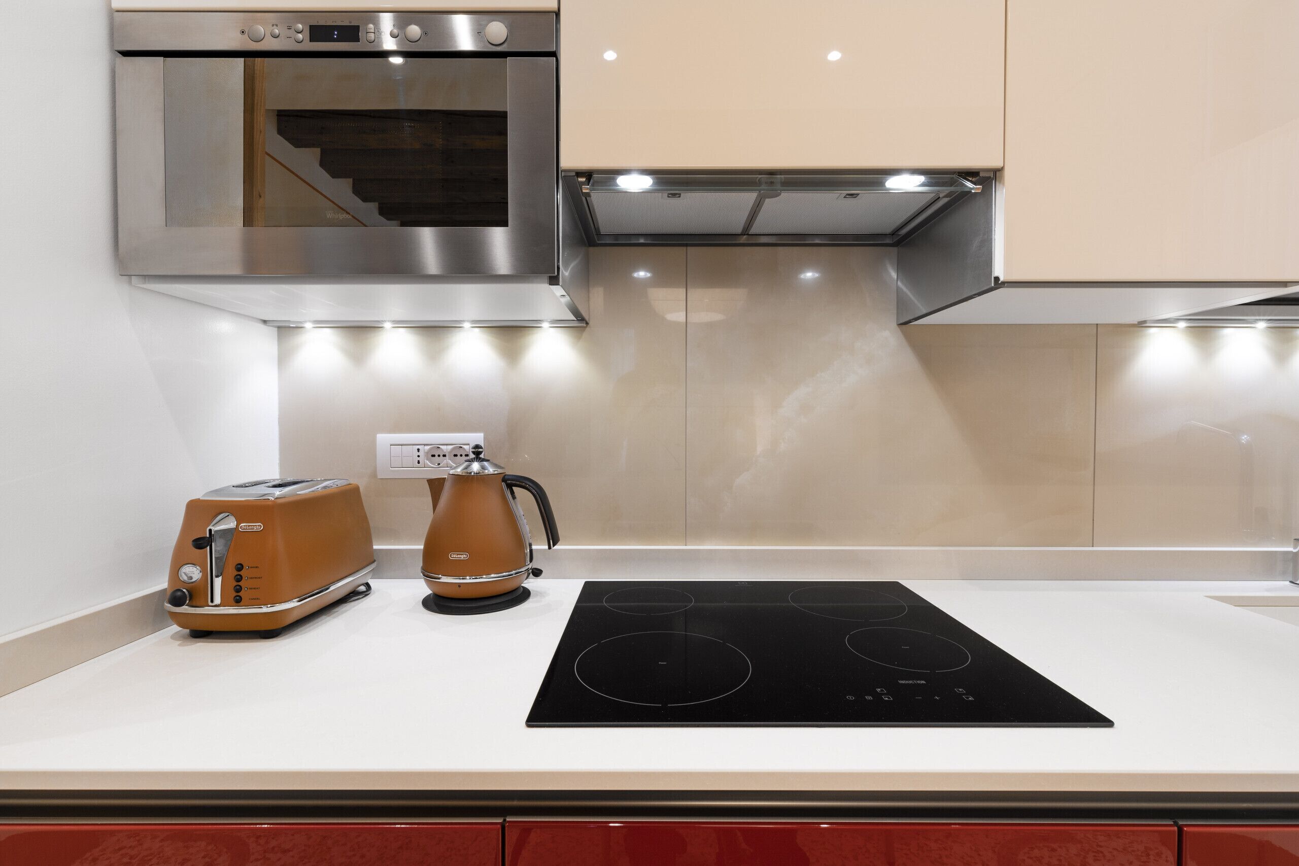 Fridge, microwave, dishwasher, electric kettle