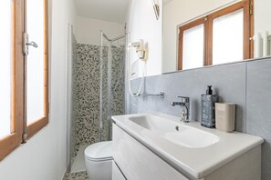 Regadera, secadora de cabello, bidet, toallas 