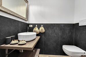 Ducha, secador de pelo, toallas, jabón