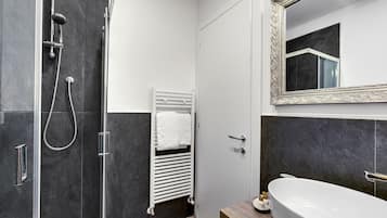 Regadera, secadora de cabello, bidet, toallas