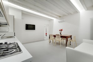 Fridge, microwave, oven, electric kettle