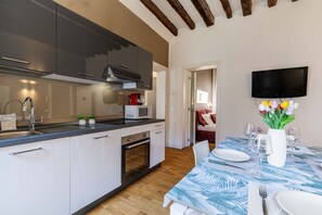 Fridge, microwave, dishwasher, electric kettle