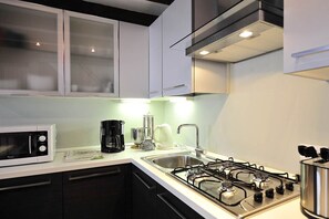 Fridge, microwave, dishwasher, electric kettle