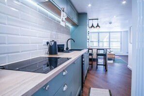 Microwave, oven, stovetop, electric kettle