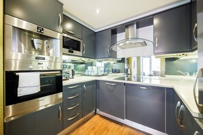 Fridge, microwave, dishwasher, toaster