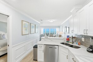 Fridge, microwave, oven, stovetop - Newly Remodeled Beachfront Unit! Spectacular Sunsets and direct beach access! Call to book your Fall vacation! (Bradenton Beach)