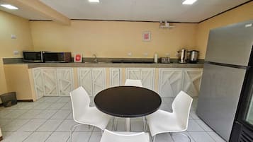 Shared fridge, microwave