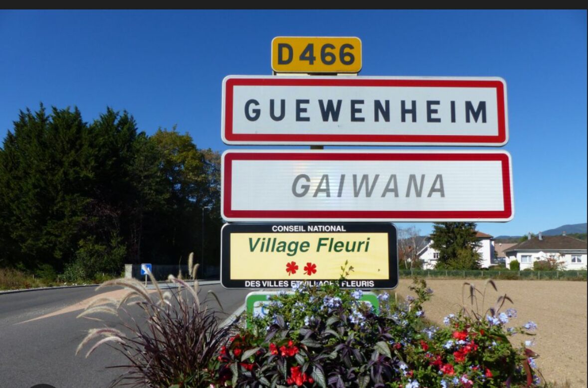 Un panneau de signalisation indiquant « D466 » et « Guewenheim ».