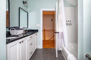 Shower, hair dryer, towels - Spacious Home in Five Points | Close to Downtown by RedAwning (Raleigh)