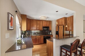 Fridge, microwave, oven, dishwasher