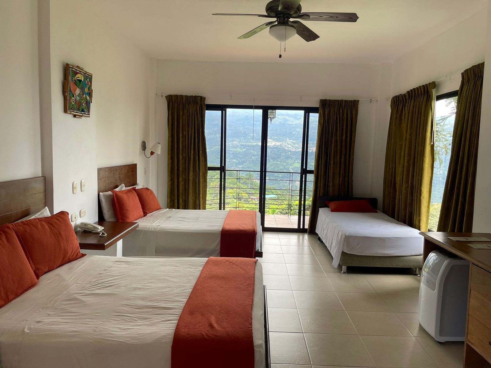 Comfort Triple Room, Mountain View | In-room safe, desk