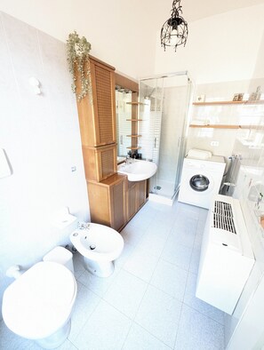 Dusche, Haartrockner, Bidet, Handtücher
