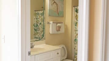 Hair dryer, soap, toilet paper